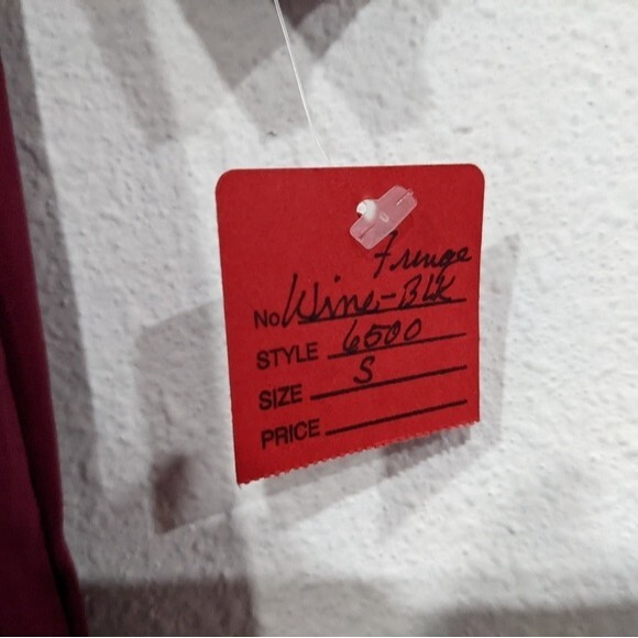 Vintage Fun & Fancy Originals Square Dance Blouse Fringe Burgundy Women's Small - Picture 5 of 8